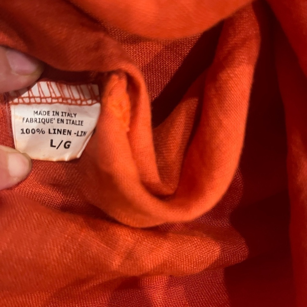[L]Lina Tomei Sleeveless Orange Red 1/2 Button-Up Shift Dress - Picture 5 of 7
